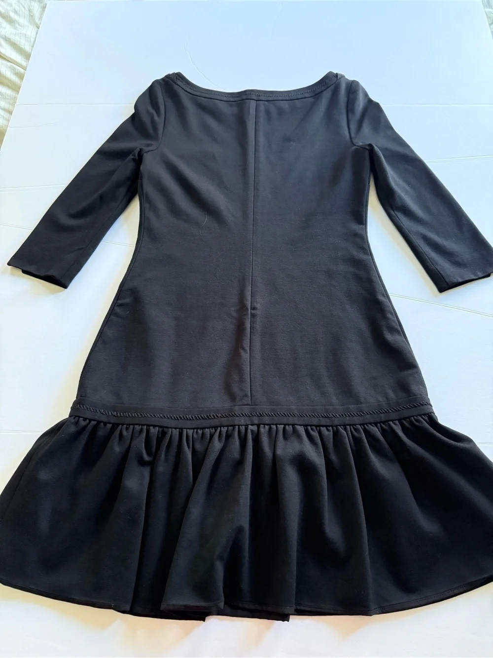 Kate Spade Dress Boat Neck Drop Waist Bow Detail Black Ponte LBD Sz 2 Cocktail